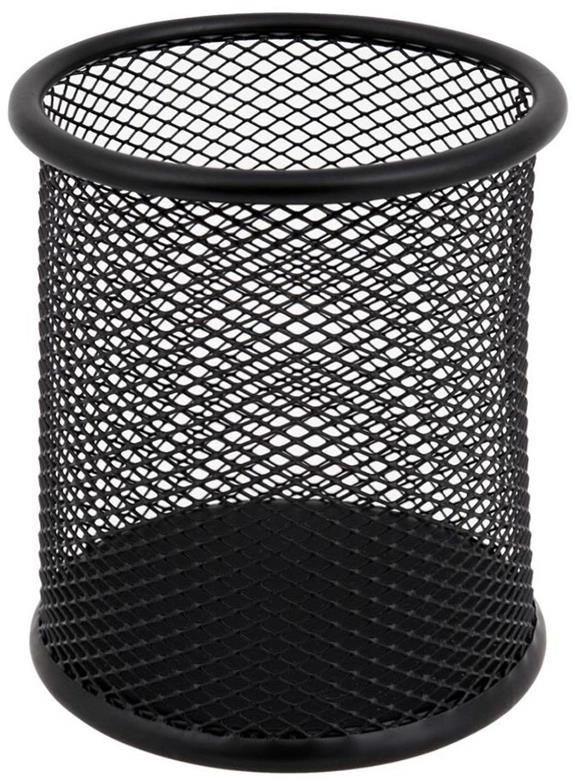 Kubek na długopisy MemoBe, 9.5x9x9cm, metalowy (druciany), czarny