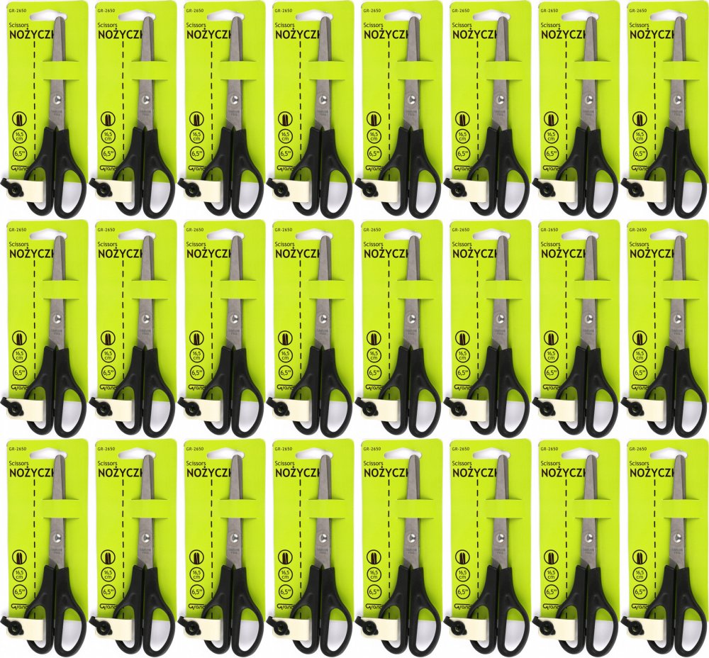 24x Nożyczki biurowe Grand, okrągłe, 16.5cm, czarny