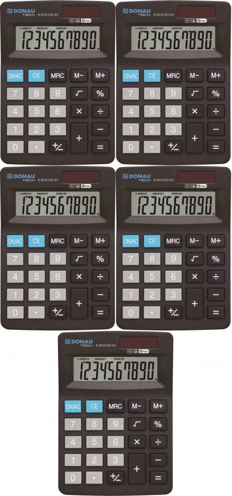 5x Kalkulator biurowy Donau Tech, 10-cyfr, czarny