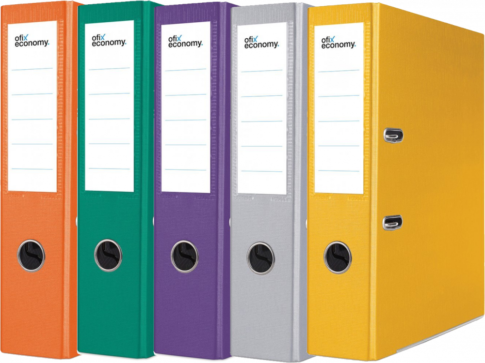 Zestaw 5x segregator Ofix Economy, A4, szerokość grzbietu 75mm, do 500 kartek, mix