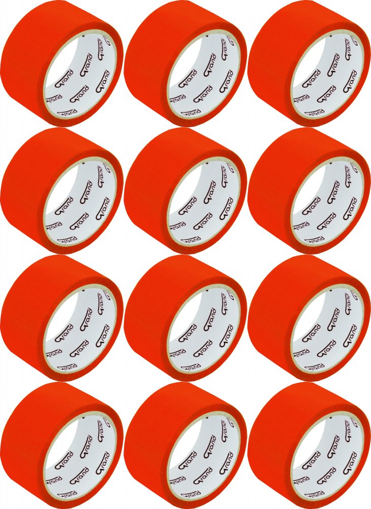 12x Taśma pakowa, Grand, 48mmx50m, pomarańczowy