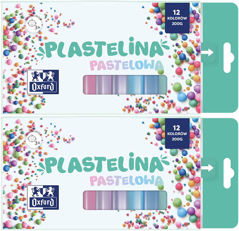 2x Plastelina Oxford mix kolorów pastelowych, 12 kolorów, 200g