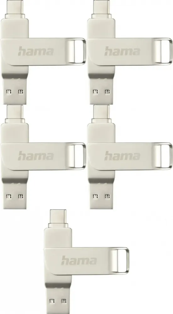 5x Pendrive Hama C-Rotate Pro, 256GB, obracany, USB 3.0, srebrny
