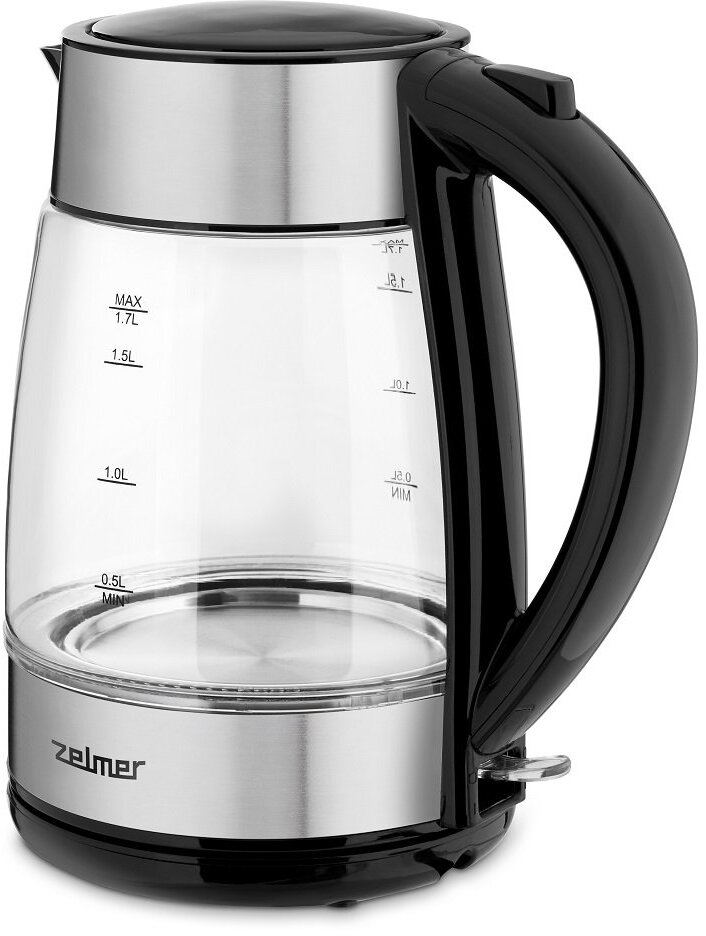 Czajnik elektryczny Zelmer ZCK8011, szklany, 1.7l, czarno-srebrny