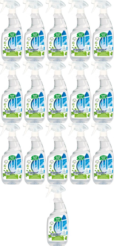 16x Płyn do mycia szyb Eco Line Gold Drop, z rozpylaczem, zielona herbata, 750ml