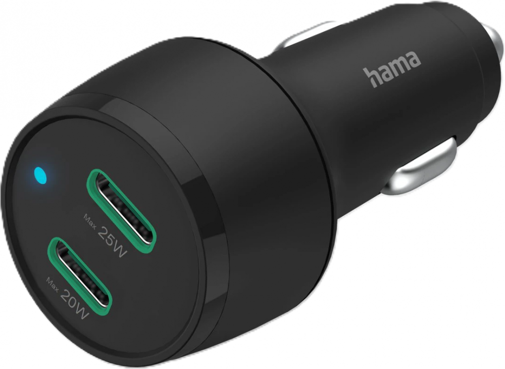 Ładowarka samochodowa Hama Gan, PD/QC, 45W, 2X USB-C, czarny