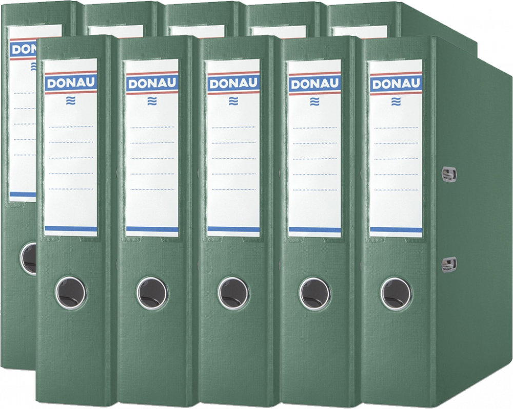 10x Segregator A4 Donau Master, szerokość grzbietu 75mm, do 500 kartek, zielony