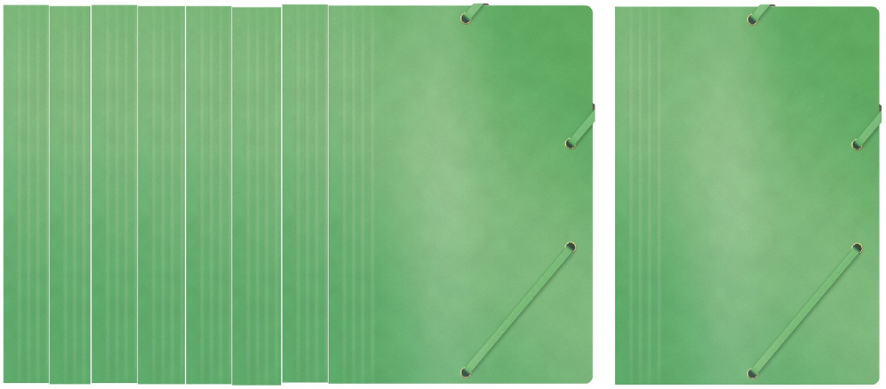 10x teczka z gumką Office Products, A4, 390g/m2, preszpanowa, zielony