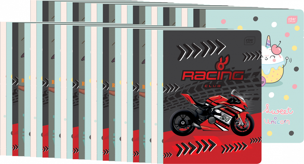 100x Zeszyt w kratkę Interdruk Magiczny, A5, 16 kartek, okładka PP, mix wzorów