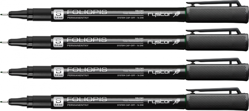 4x foliopis Rystor, FS, okrągła, 0.4mm, zielony