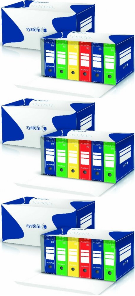 3x Pudło archiwizacyjne zbiorcze VauPe, 540mm, do 6 pudeł 80mm, biało-niebieski