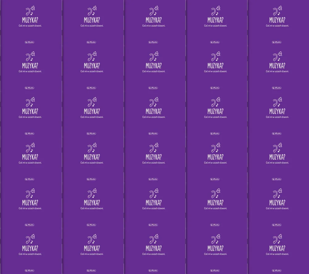 100x Zeszyt przedmiotowy w pięciolinię Herlitz Muzyka (zeszyt do nut), A5, 16 kartek, fioletowy