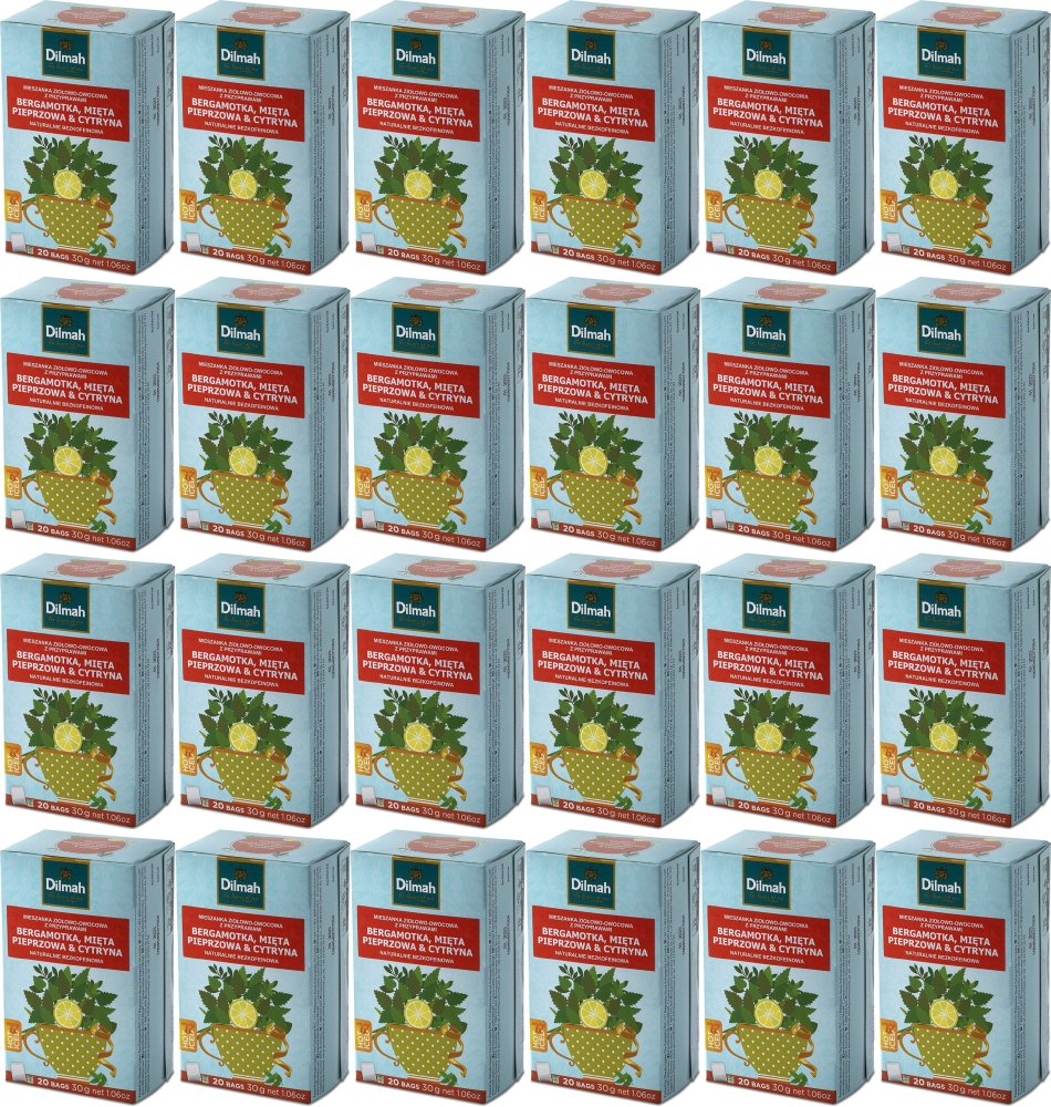24x Herbata ziołowo- owocowa Dilmah, bergamotka/ mięta pieprzowa/ cytryna, 20 sztuk x 1.5g