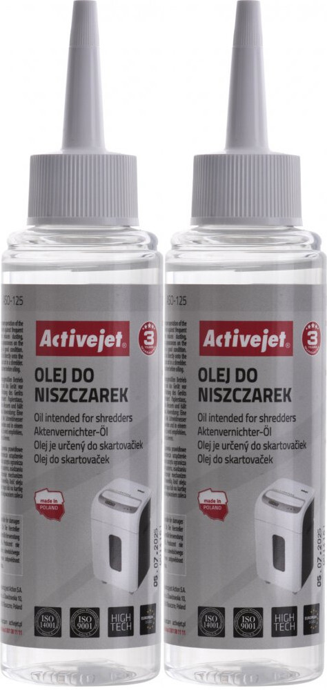 2x Olej do niszczarek Activejet ASO-125, 125ml