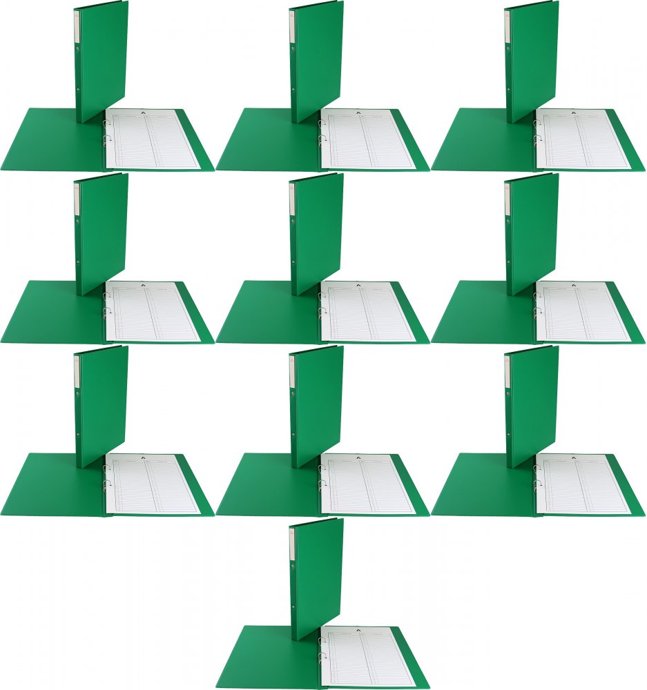 10x Teczka Biurfol, do akt osobowych, A4, 20mm, 2 ringi, zielony