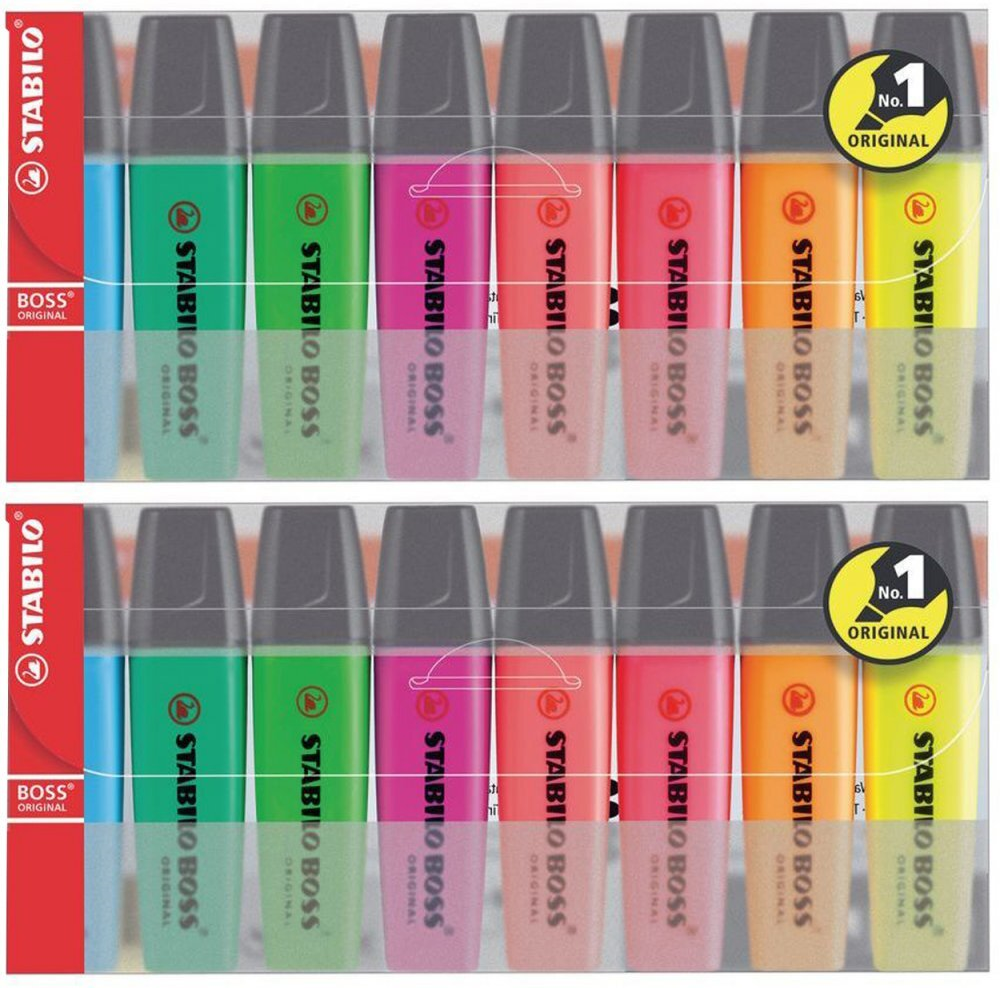 2x zakreślacz Stabilo Boss, ścięta, 8 sztuk, mix kolorów
