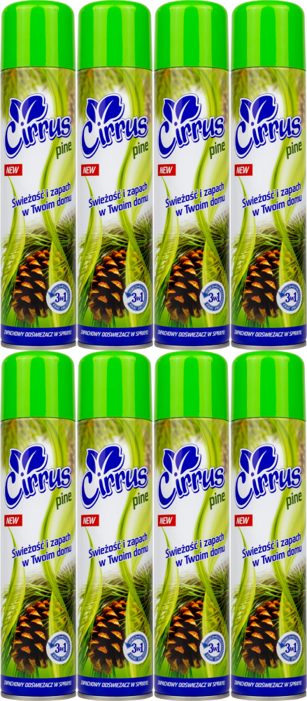 8x Odświeżacz powietrza Cirrus, spray, pine, 300ml