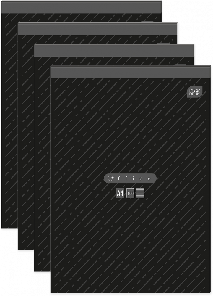 4x blok biurowy w linie Interdruk, A4, 100 kartek, mix wzorów