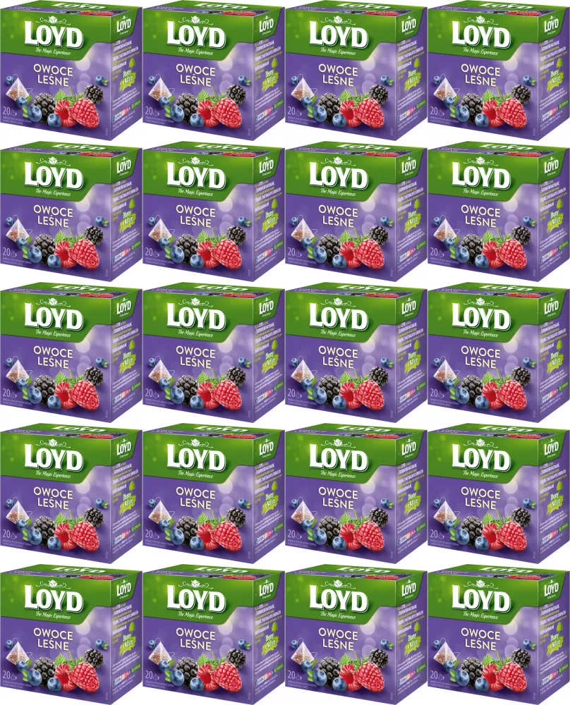 20x Herbata owocowa w piramidkach Loyd, owoce leśne, 20 sztuk x 2g