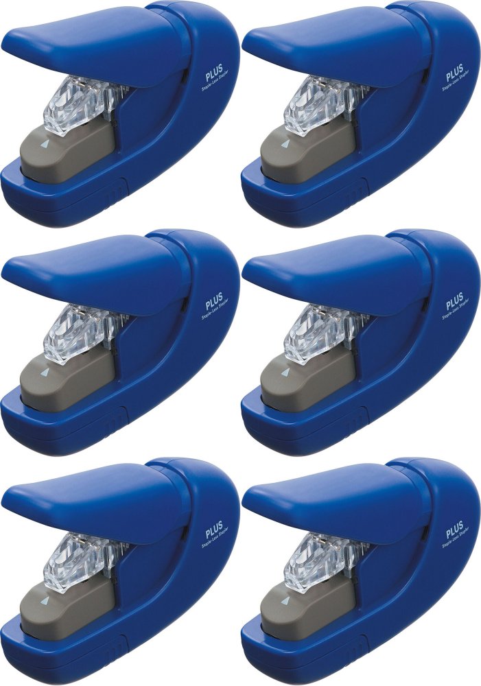 6x Zszywacz bezzszywkowy Plus Staple Free, do 6 kartek, niebieski