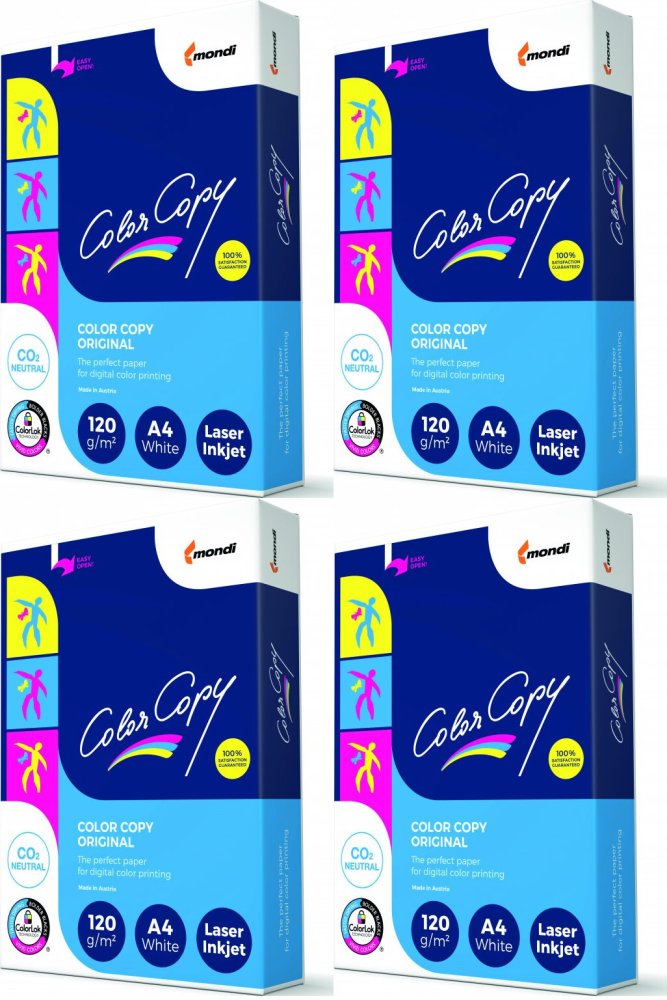 4x Papier satynowany ekologiczny Mondi Color Copy, A4, 120g/m2, 250 arkuszy, biały