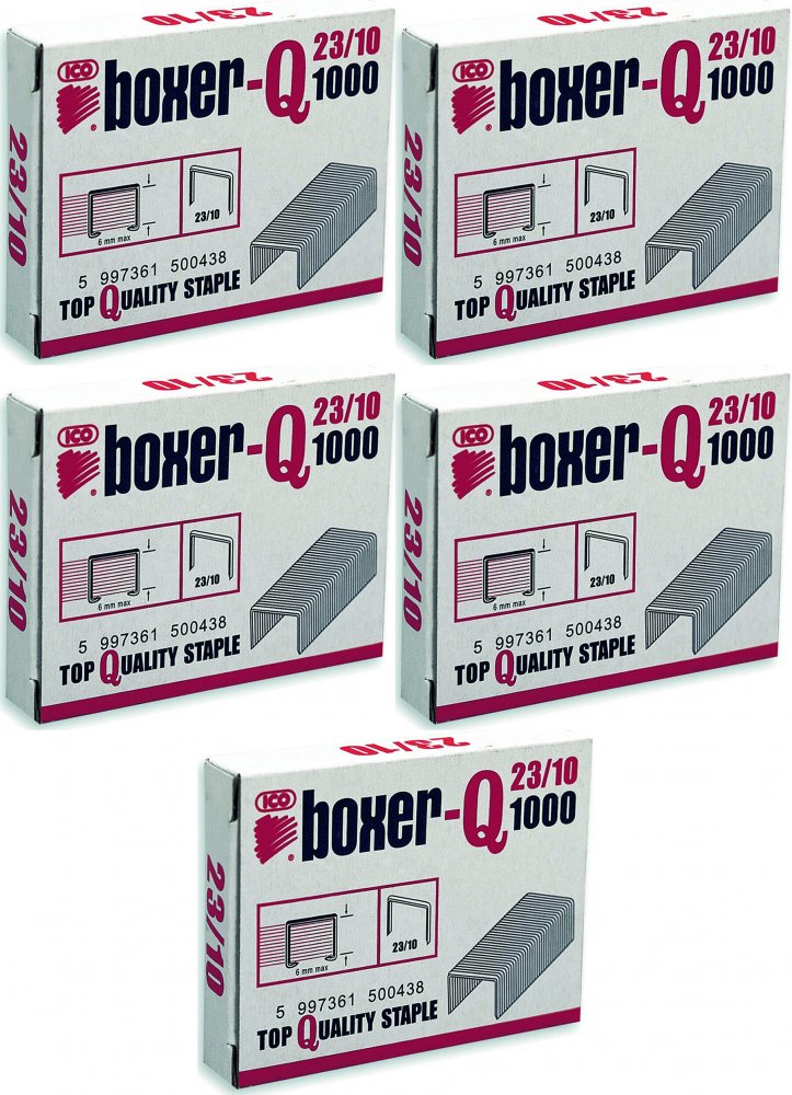 5x Zszywki Ico Boxer, 23/10, 1000 sztuk, srebrny