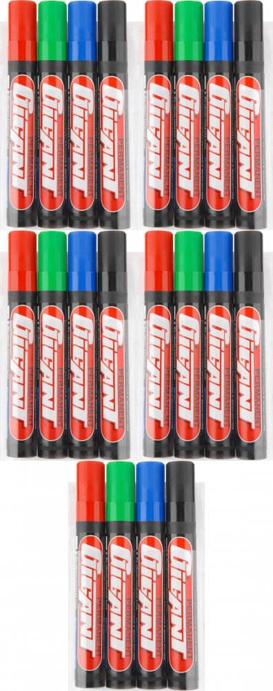5x Marker permanentny Kamet Gigant, 4 sztuki, okrągła, 5.2mm, mix kolorów