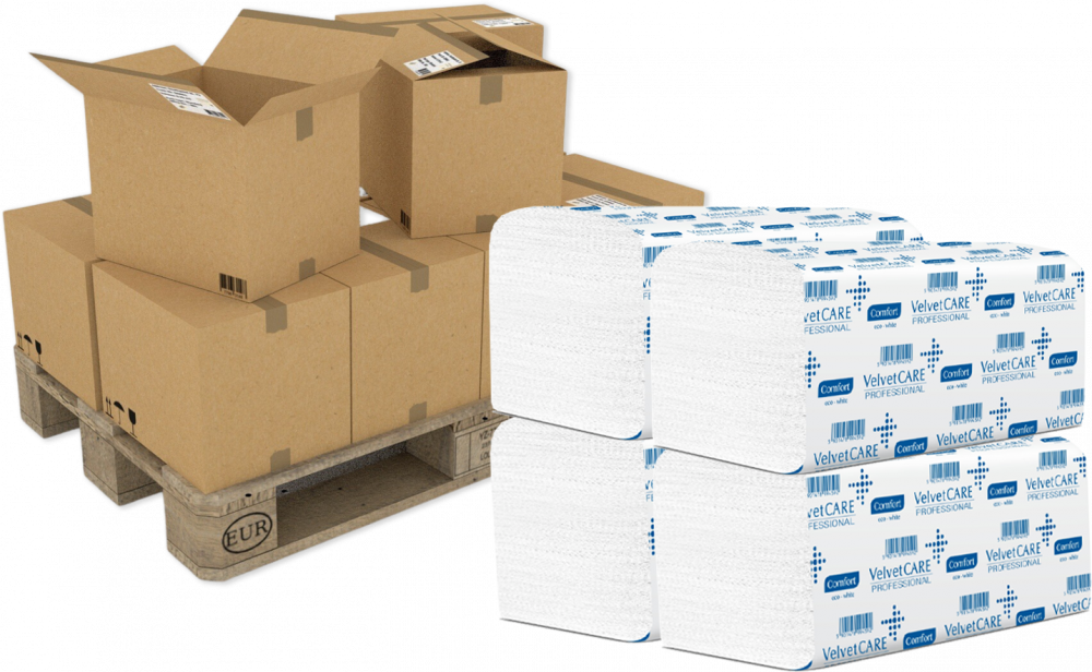 640x Ręcznik papierowy VelvetCARE Professional, dwuwarstwowy, w składce ZZ, 23x23cm, 150 składek, biały