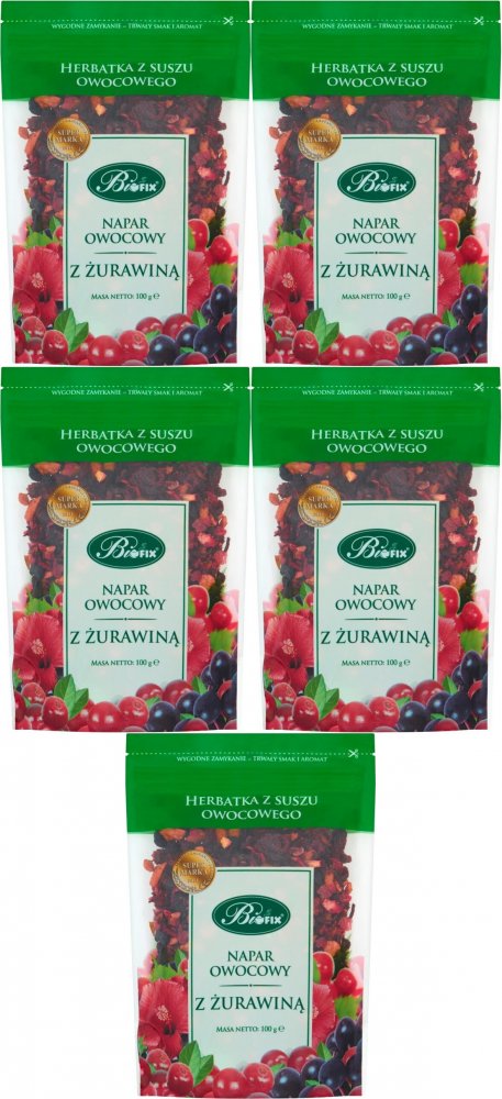5x Herbata owocowa z suszu BiFix, żurawina, 100g