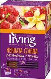 Herbata czarna aromatyzowana w kopertach Irving, poziomka z wanilią, 20 sztuk x 1.5g