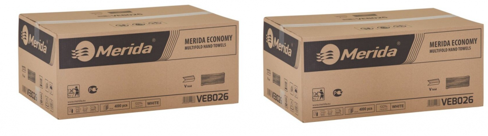 2x Ręcznik papierowy Merida Economy, jednowarstwowy, w składce V, 20x200 składek, biały