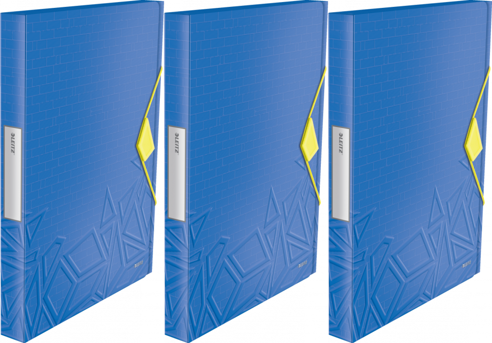 3x Teczka plastikowa z gumką Leitz Urban Chic, A4, 25 mm, niebieski