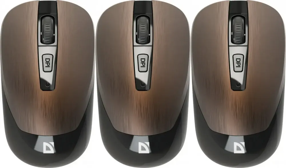 3x Myszka bezprzewodowa Defender Wave MM-995 RF, optyczna, brązowy
