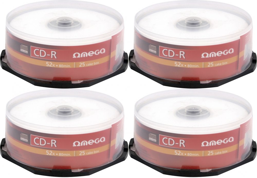 4x Płyta CD-R Omega, do jednokrotnego zapisu, 700 MB, cake box, 25 sztuk