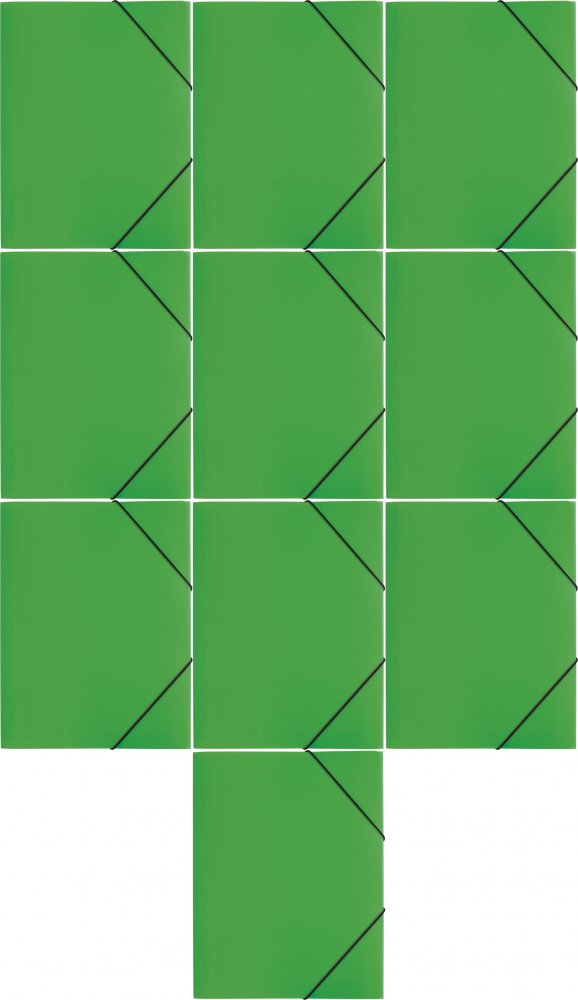 10x Teczka plastikowa z gumką Pagna, A4, 3 skrzydłowa, zielony