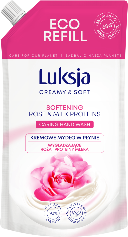 Mydło w płynie Luksja Creamy & Soft Rose & Milk Proteins, zapas, różany, 900ml
