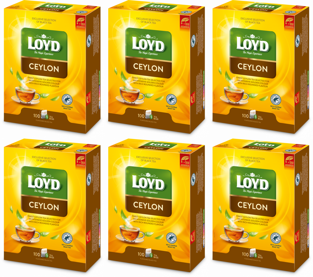 6x Herbata czarna w torebkach Loyd Ceylon, 100 sztuk x 2g