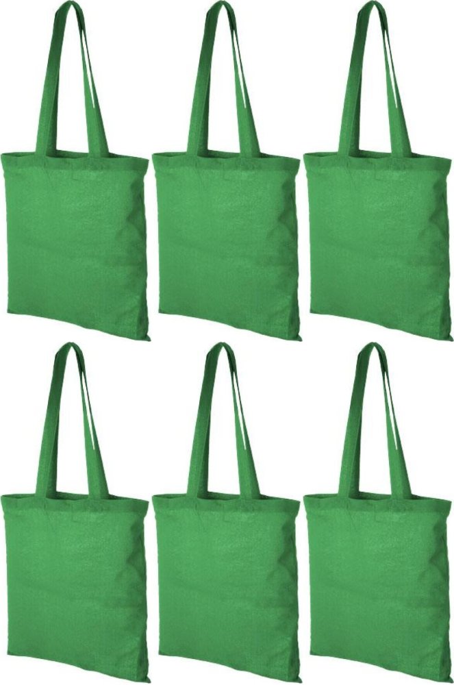 6x Torba na zakupy Carolina, bawełna, zielony