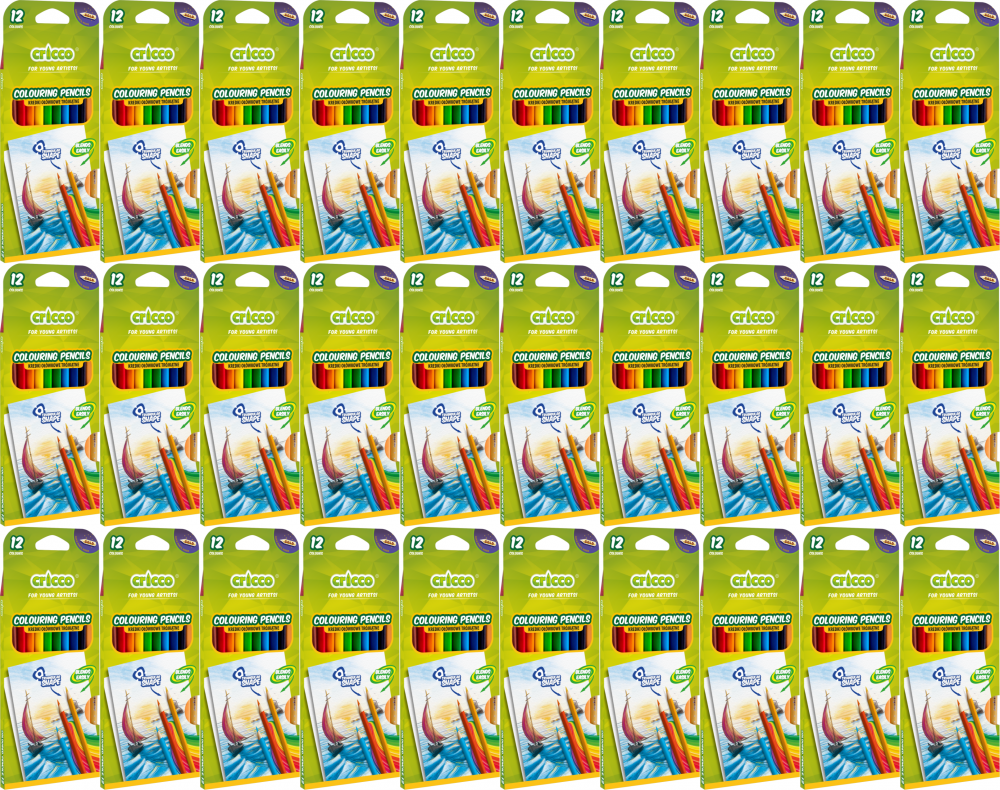36x Kredki ołówkowe trójkątne Cricco, 12 kolorów