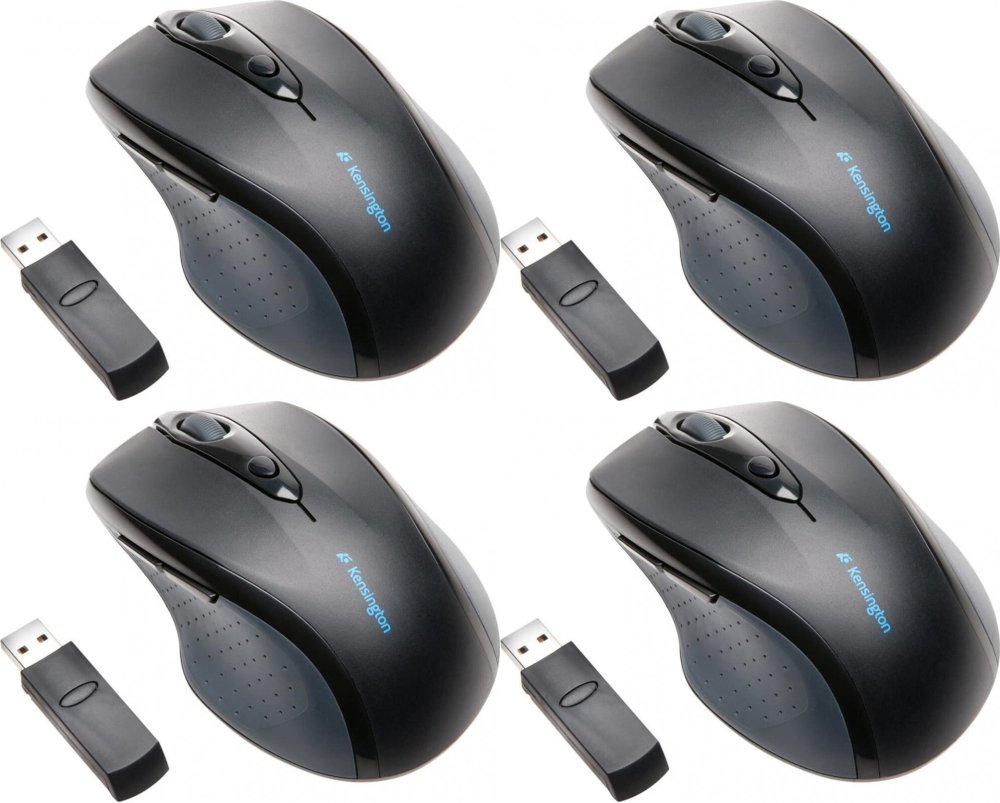 4x Myszka bezprzewodowa Kensington Pro Fit, pełnowymiarowa, optyczna, czarny