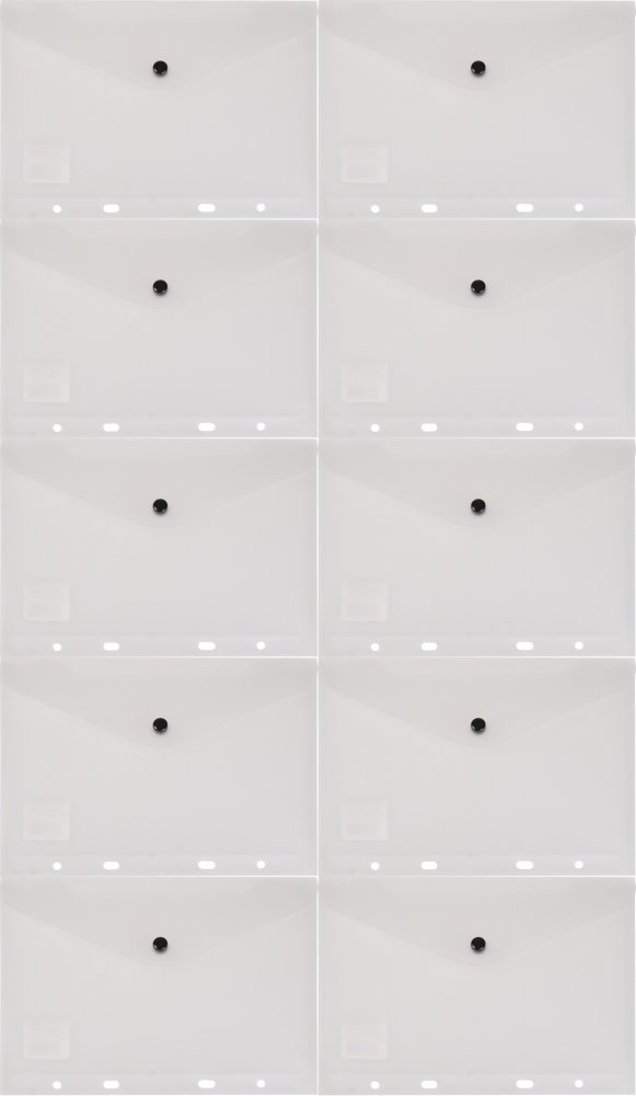 10x Teczka koperta do segregatora A5, Biurfol, na zatrzask, przezroczysty