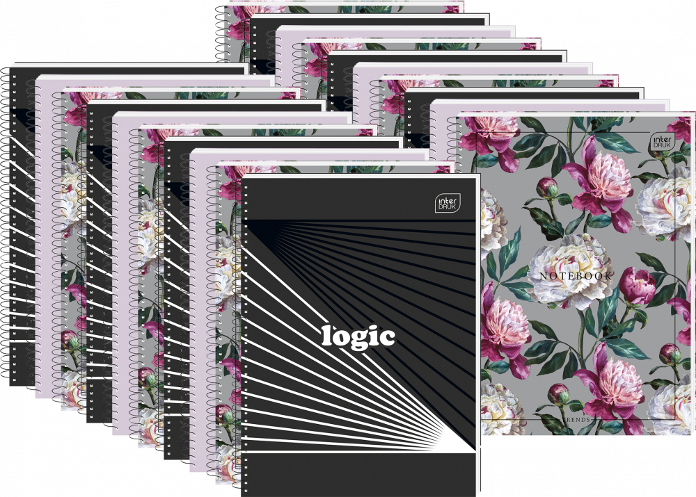 20x Kołonotatnik Interdruk, A5, w linie, 100 kartek, mix wzorów