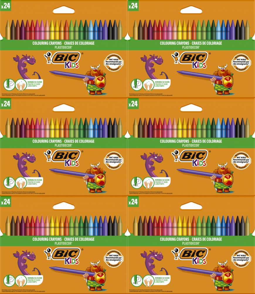 6x Kredki świecowe BIC Kids Plastidecor, 24 sztuki, mix kolorów