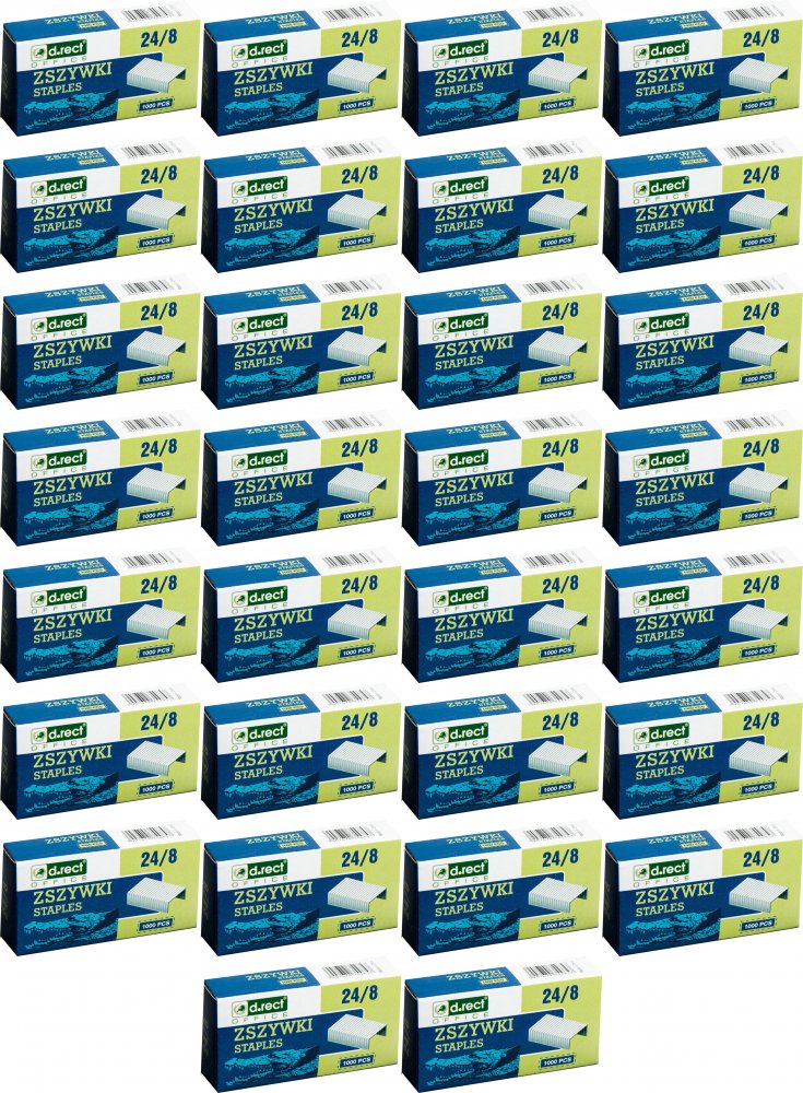 300x Zszywki D.Rect, 24/8, 1000 sztuk, srebrny