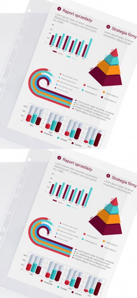 2x Koszulki krystaliczne Biurfol, sztywne, zgrzewane w literę "L", A4, 150μm, 25 sztuk, transparentny