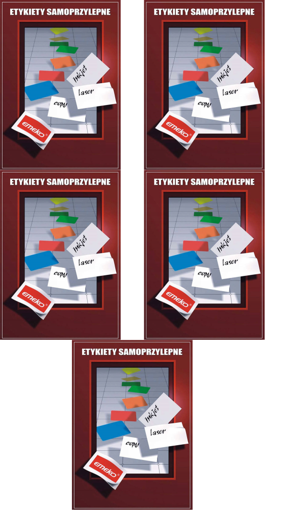 5x Etykiety samoprzylepne Emeko, 210x297mm, 100 arkuszy, biały