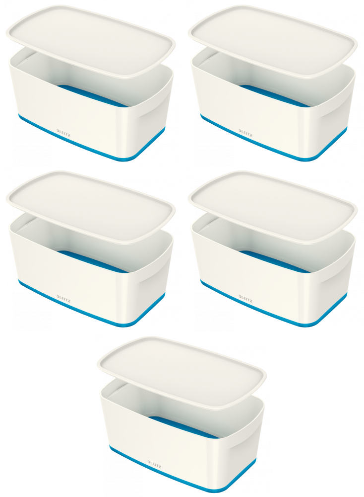 5x Pojemnik z pokrywką Leitz MyBox Wow,5l, biało-niebieski