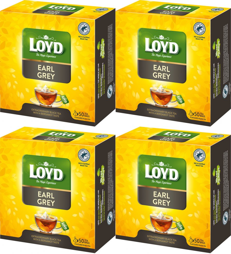 4x Herbata czarna w piramidkach Loyd Earl Grey, 50 sztuk x 2g