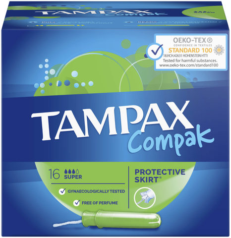 Tampony Tampax Compak Super, z aplikatorem, 16 sztuk