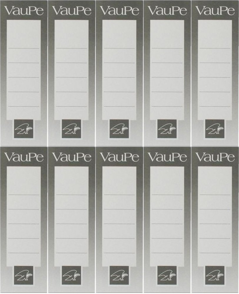 10x Etykiety do segregatorów VauPe, wsuwane, 48x152mm, 25 sztuk, biały